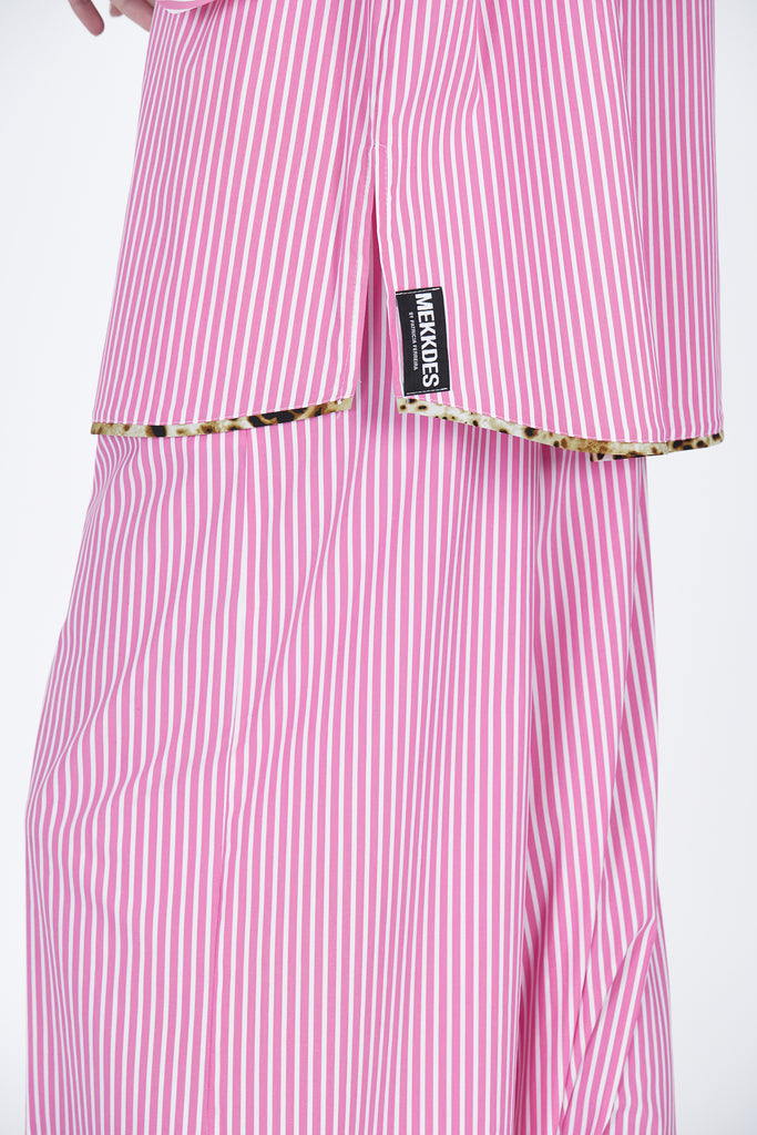 Camisa pijamera rayas & print rosa