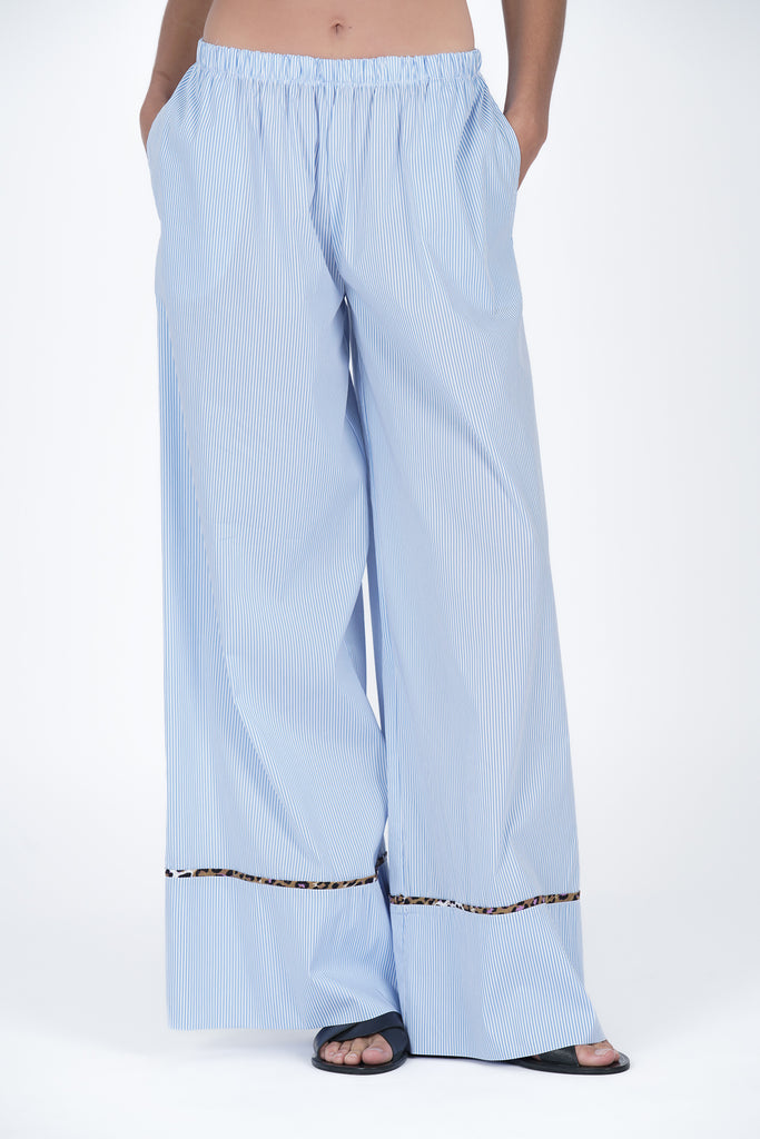 Pantalón pijamero rayas & print azul