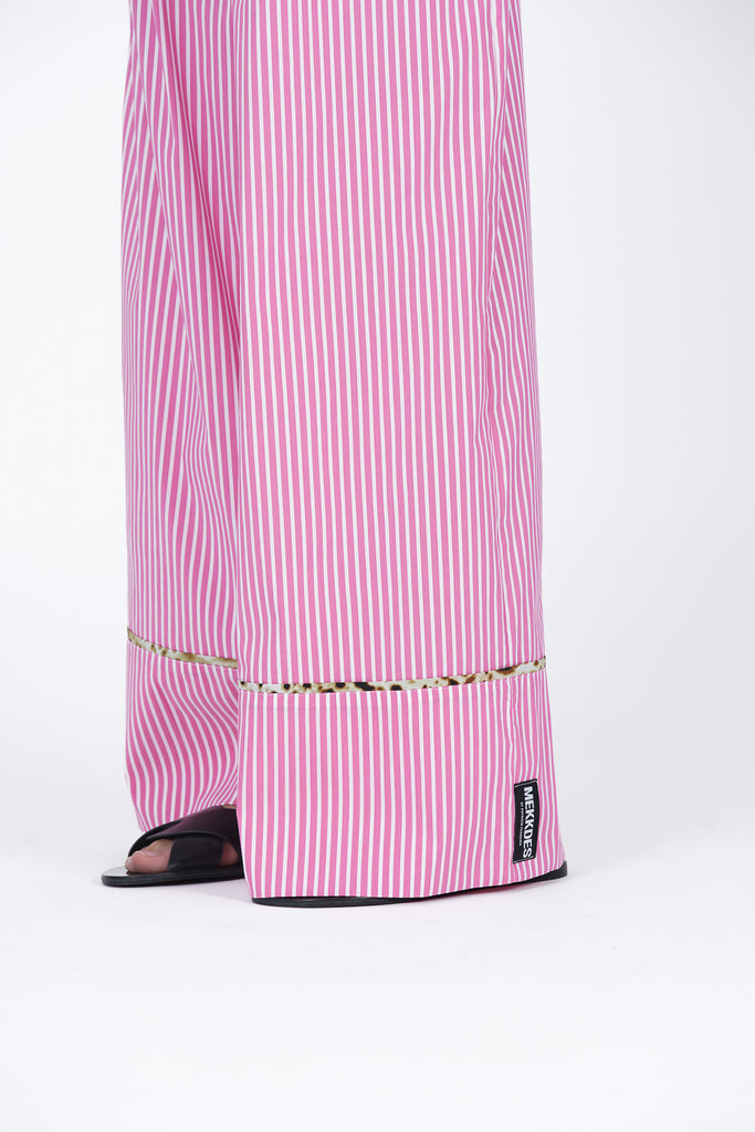 Pantalón pijamero rayas & print rosa