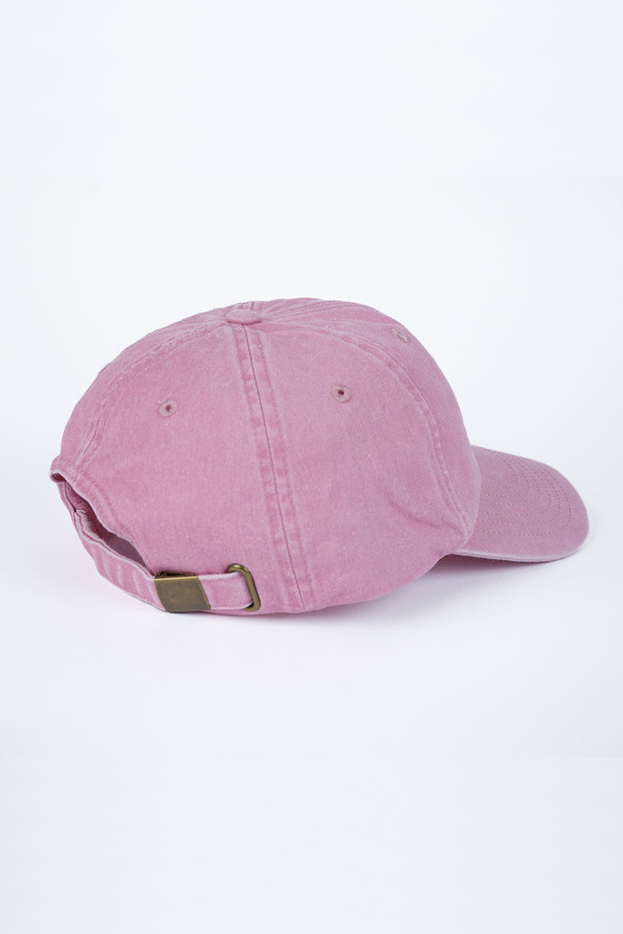 Gorra bordada efecto lavado rosa