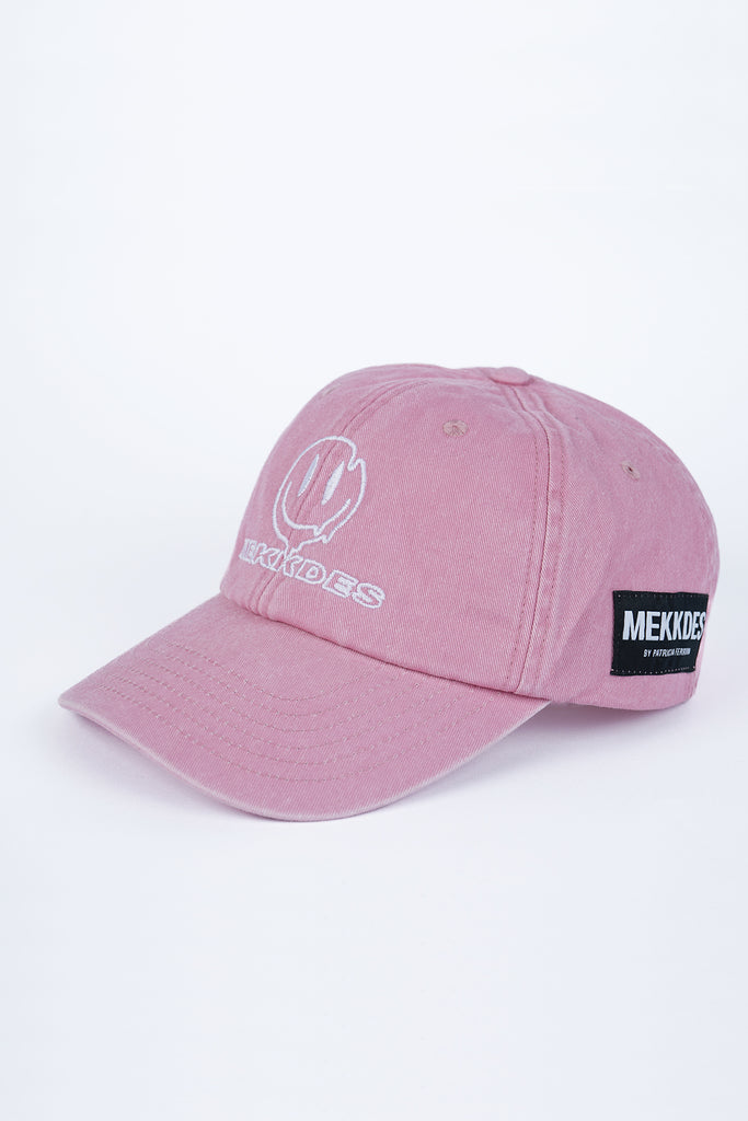 Gorra bordada efecto lavado rosa