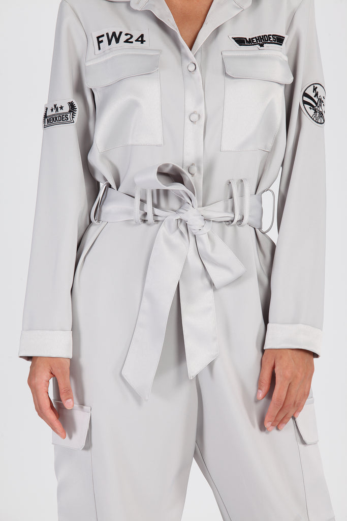 Mono gabardina parches bordado CALIFORNIA · GRIS ·