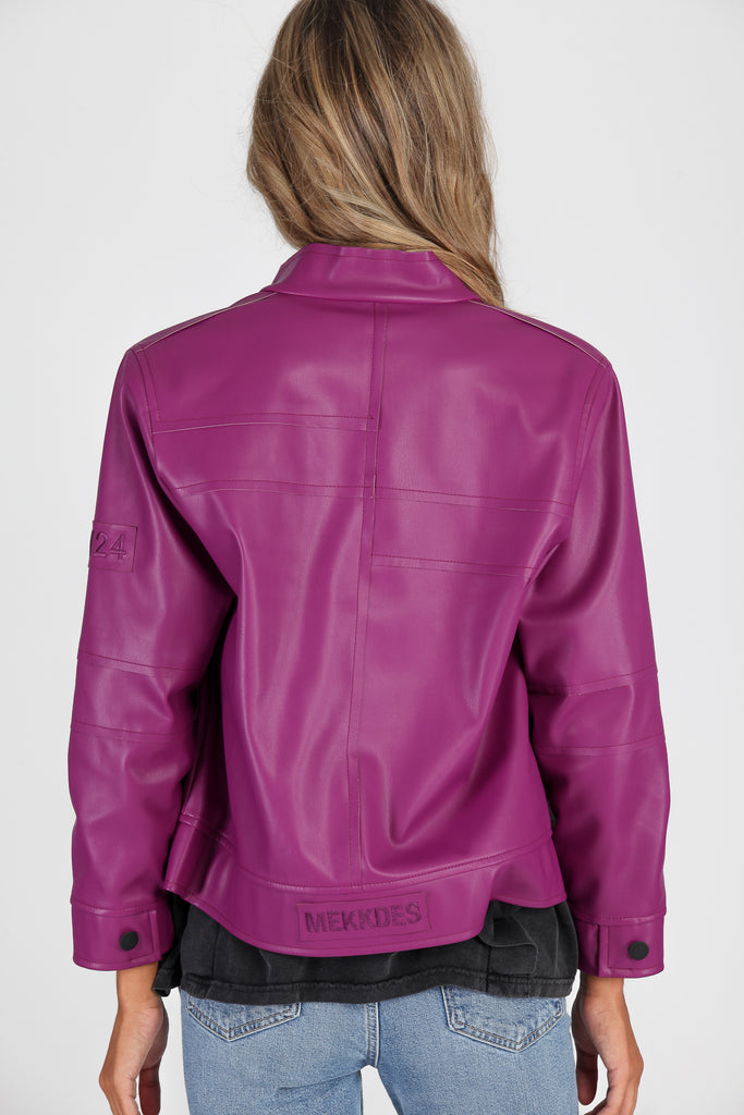 Cazadora Biker Efecto Piel · MAGENTA ·