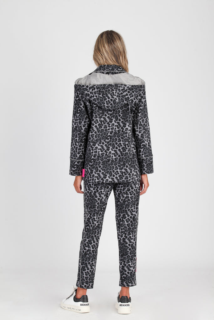 Blazer cruzada & capucha contraste · PRINT GRIS ·