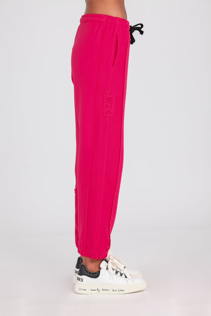 Jogger cortes desiguales & revés felpa · CORAL ·