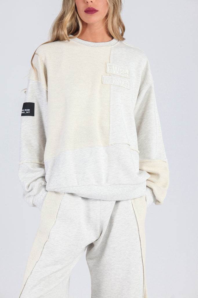 Sudadera cortes desiguales & revés felpa · GRIS MEZCLA ·