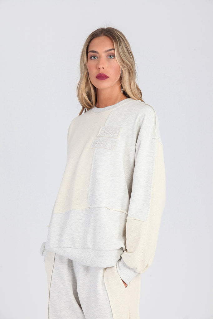 Sudadera cortes desiguales & revés felpa · GRIS MEZCLA ·