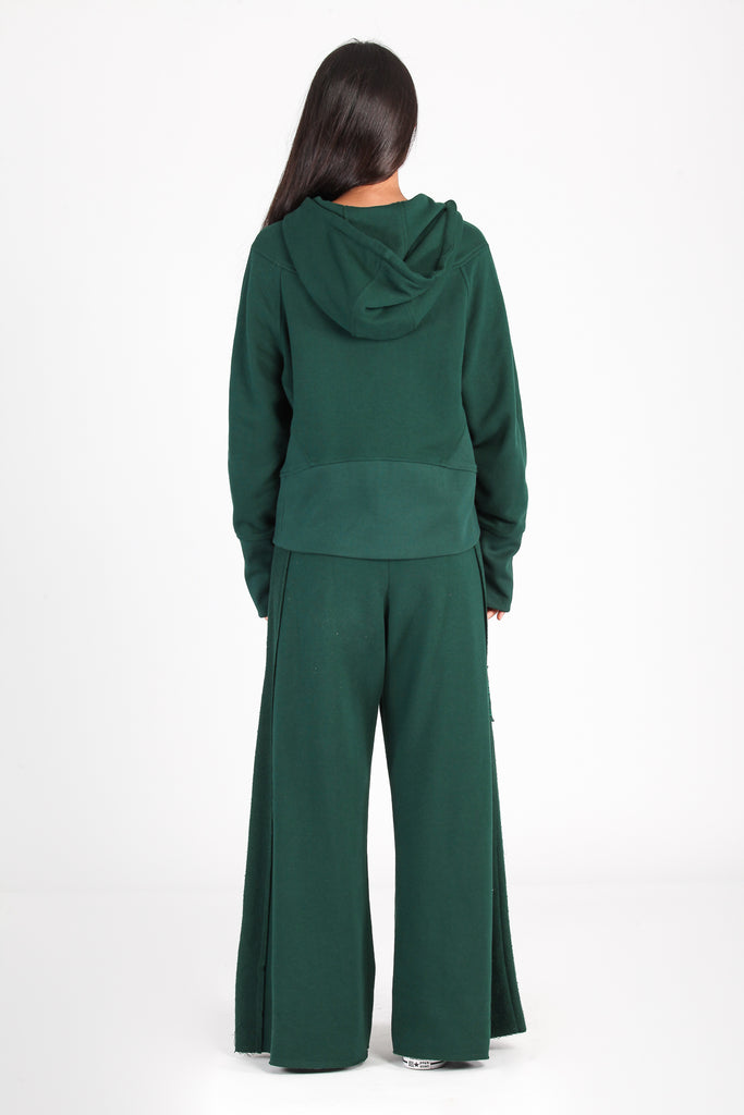 Sudadera cortes & capucha cremallera · VERDE ·