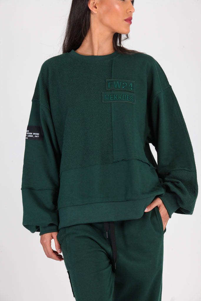 Sudadera cortes desiguales verde