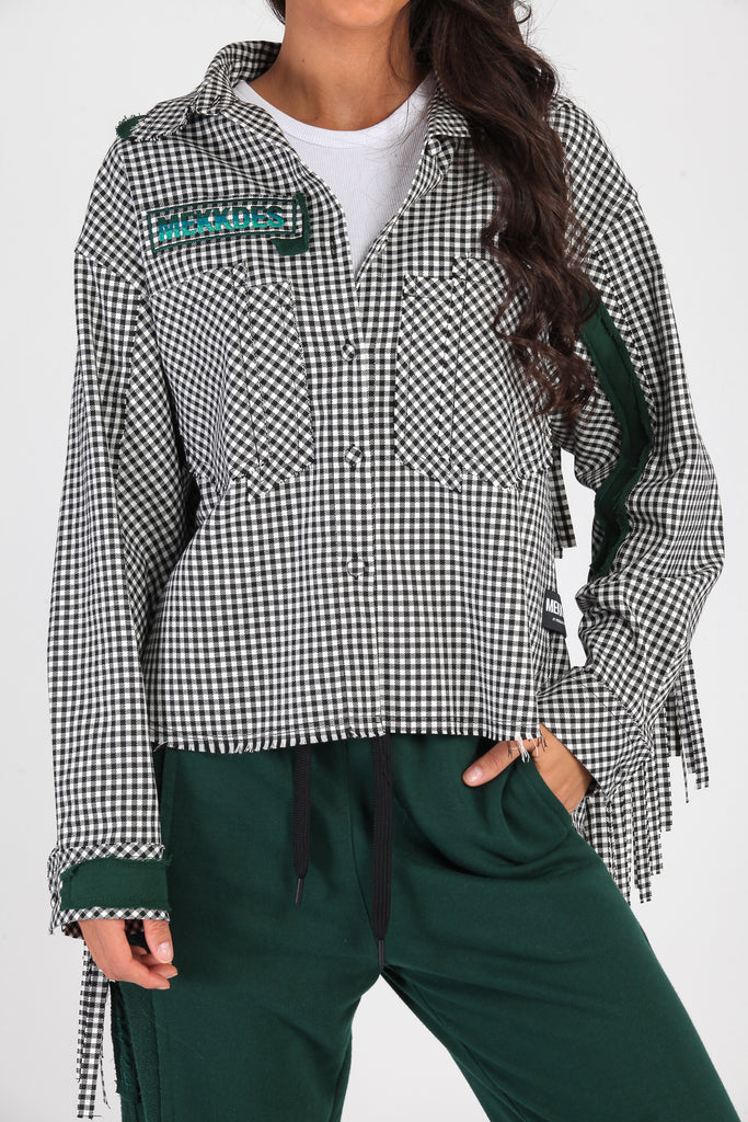 Sobrecamisa flecos vichy y verde