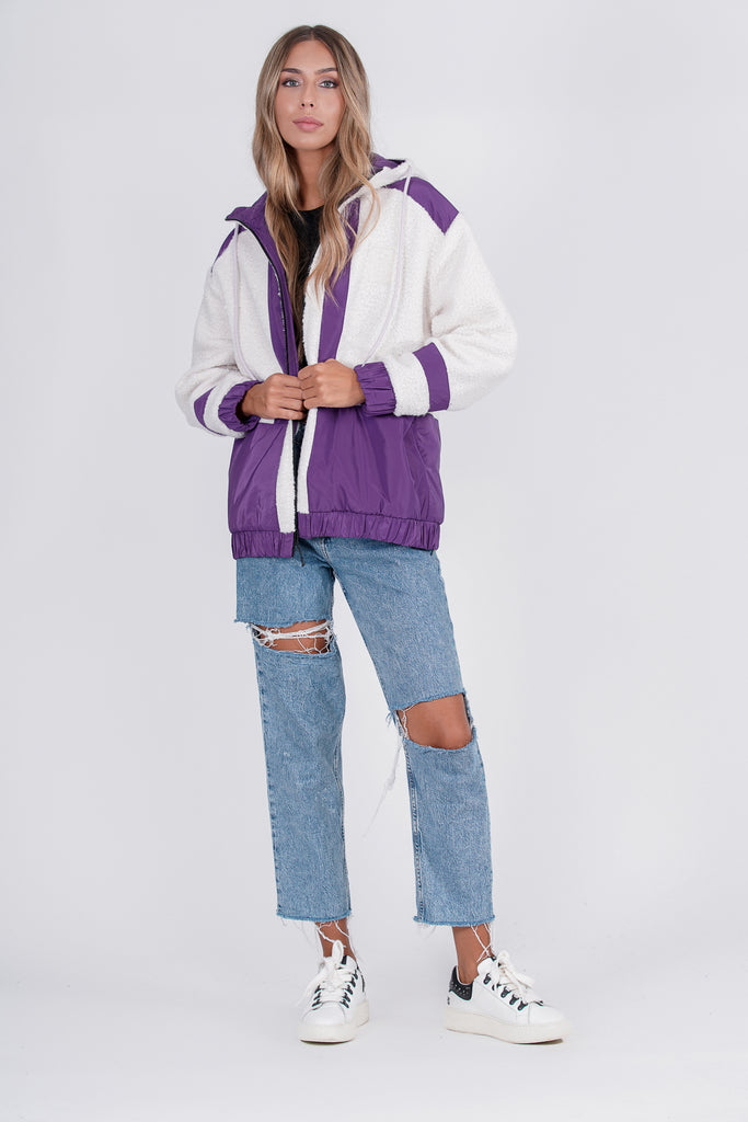 Chaqueta dolly crudo y morado