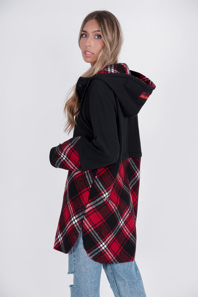 Chaqueta felpa y cuadros
