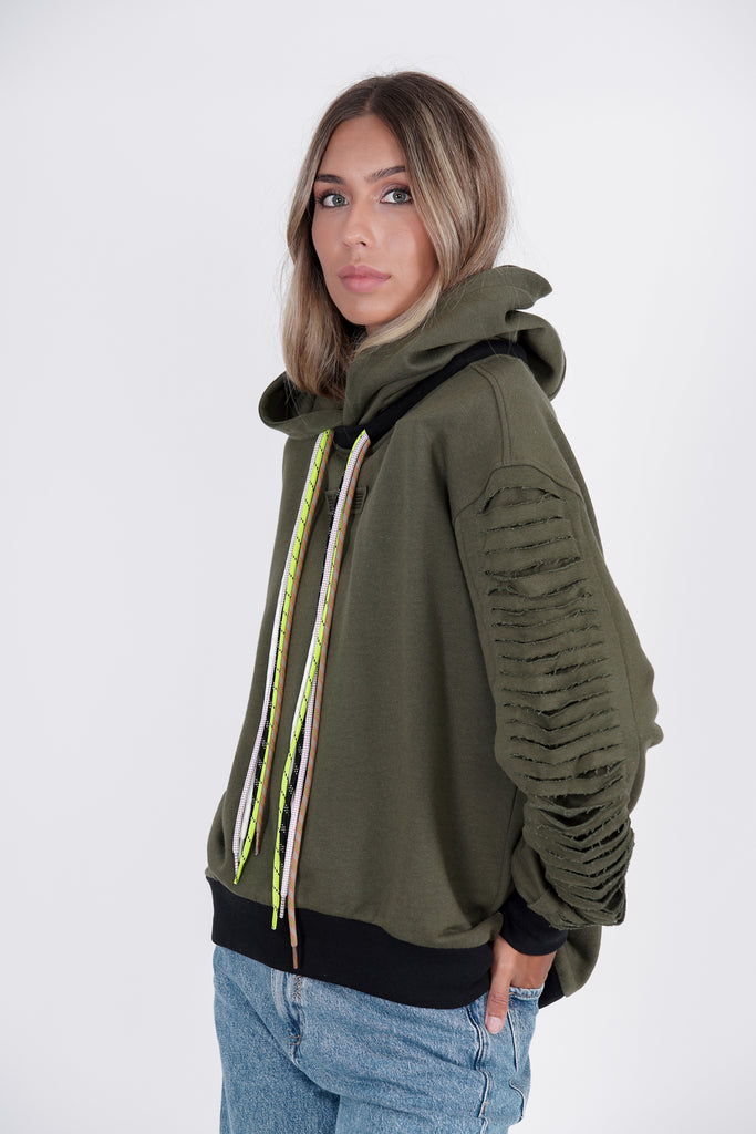 Sudadera multicordones & detalle mangas · KHAKI ·