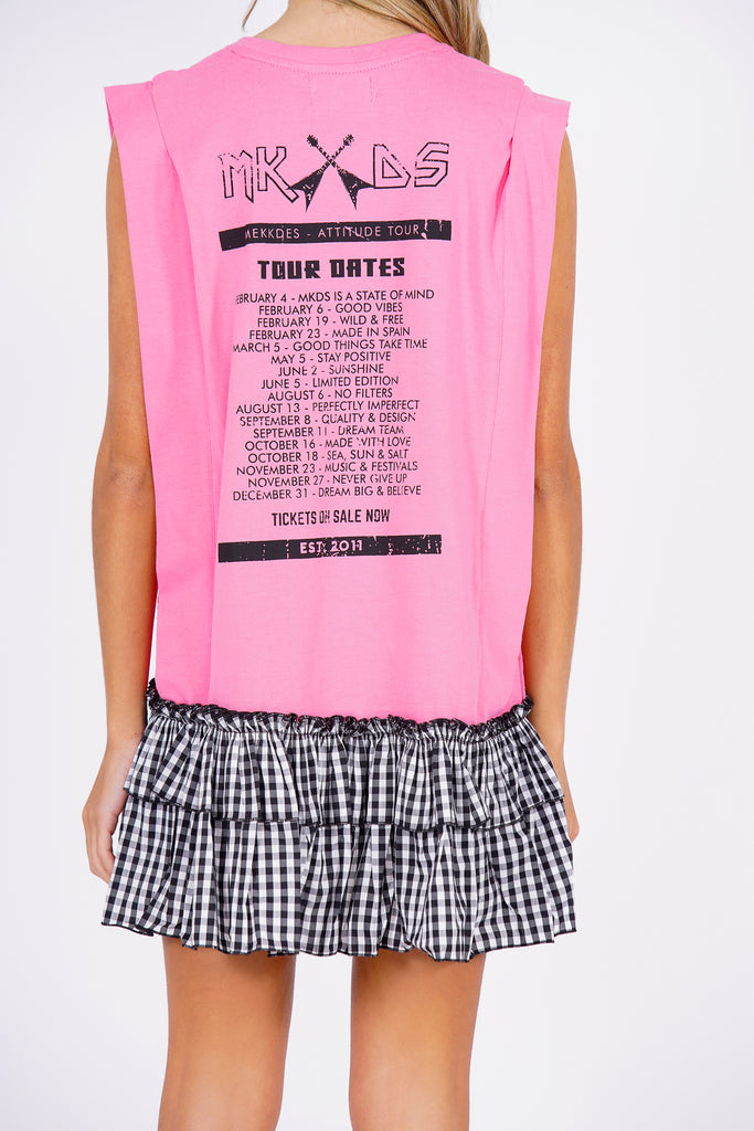 Vestido camiseta MKDS Tour rosa & vichy