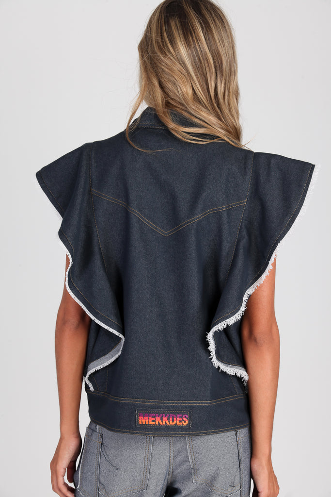 Chaleco Denim volantes F*CK! · EXCLUSIVO ONLINE ·