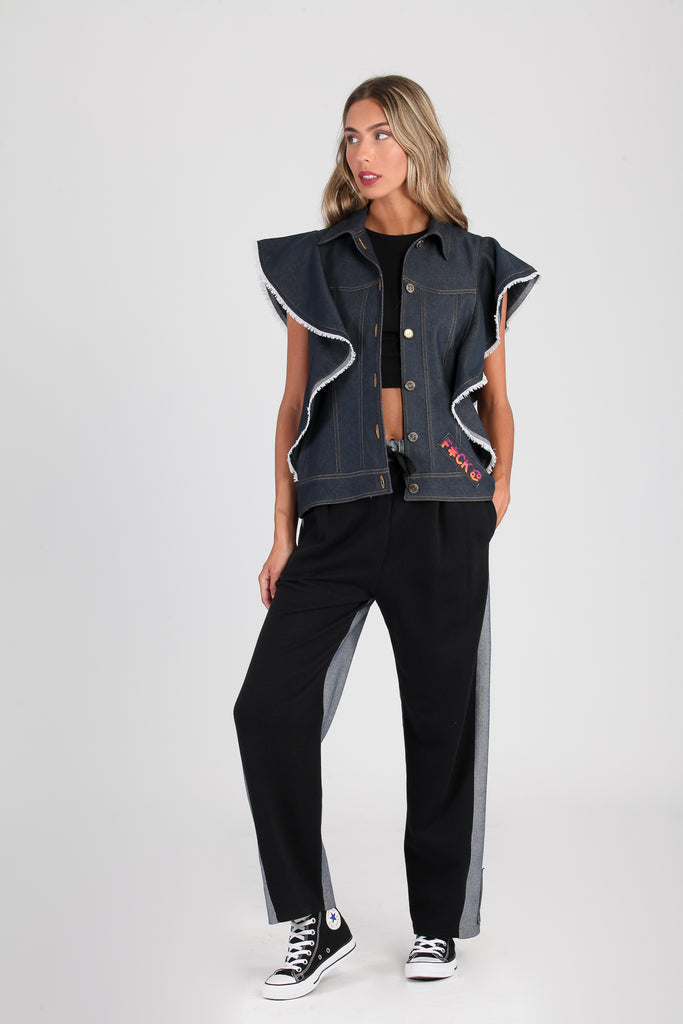 Chaleco Denim volantes F*CK! · EXCLUSIVO ONLINE ·