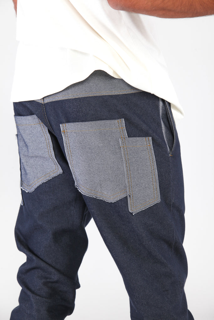 Pantalón denim parches.  Exclusivo online