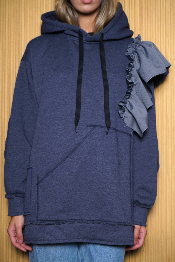 Sudadera volante denim azul