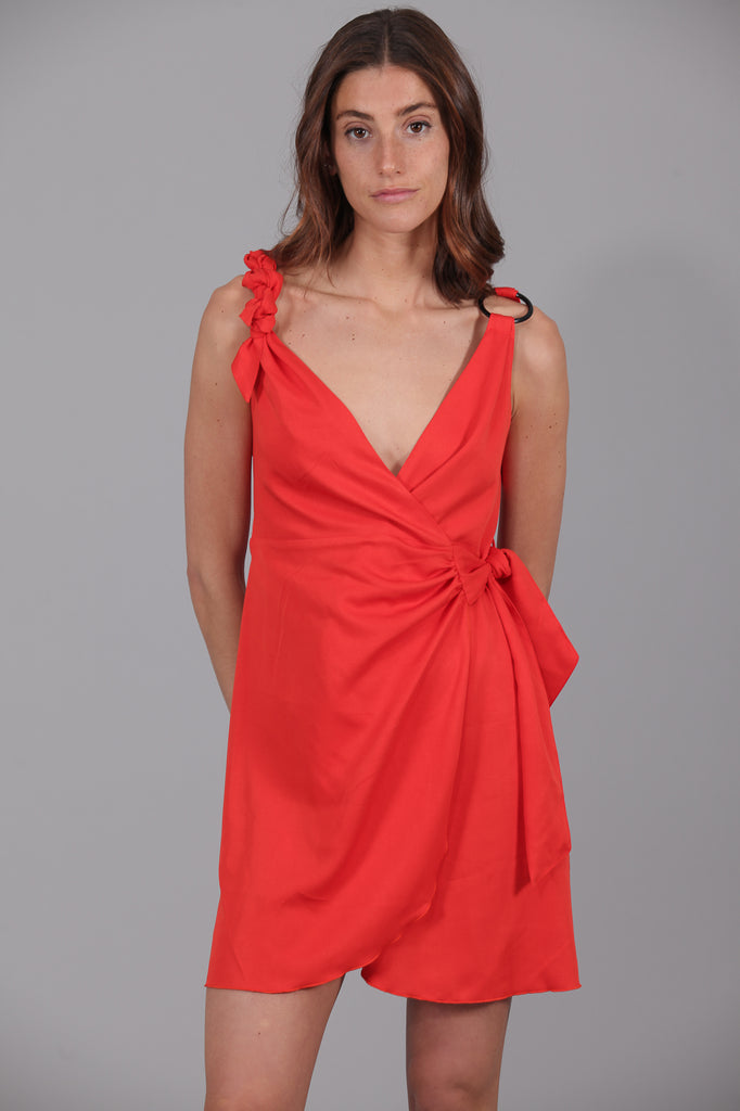 Vestido corto aro & nudo · ROJO ANARANJADO ·