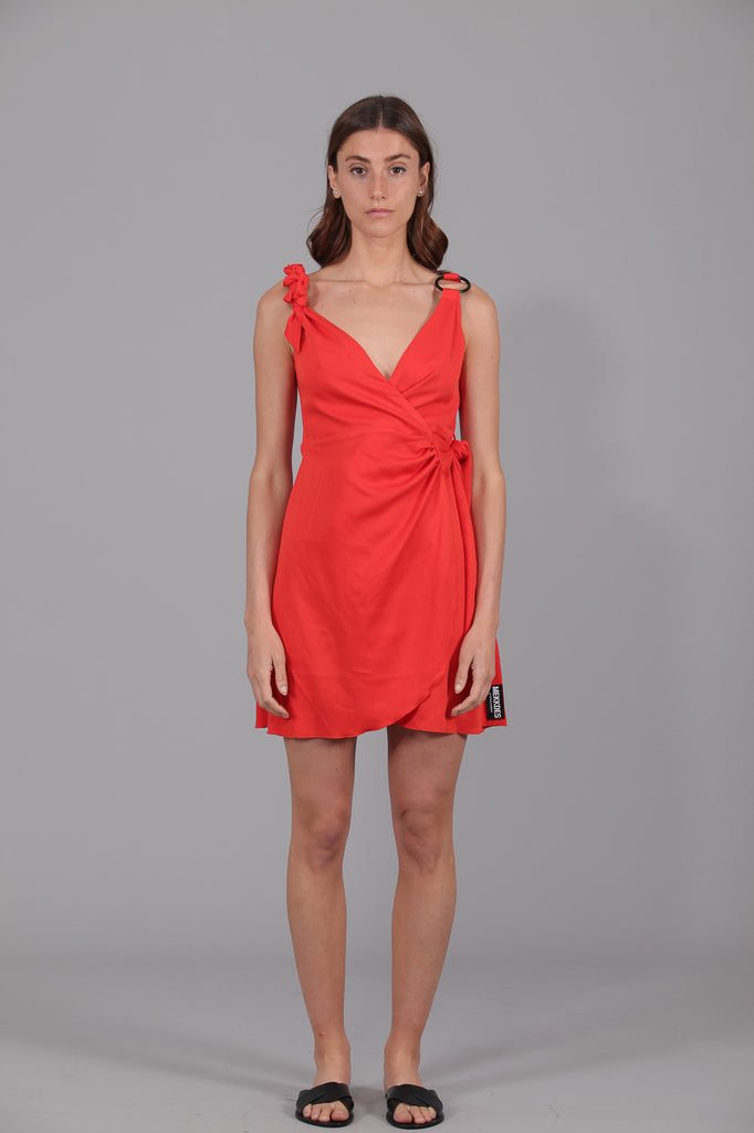 Vestido corto aro & nudo · ROJO ANARANJADO ·