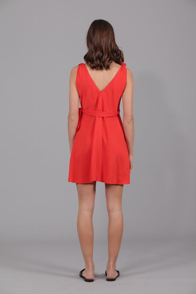 Vestido corto aro & nudo · ROJO ANARANJADO ·