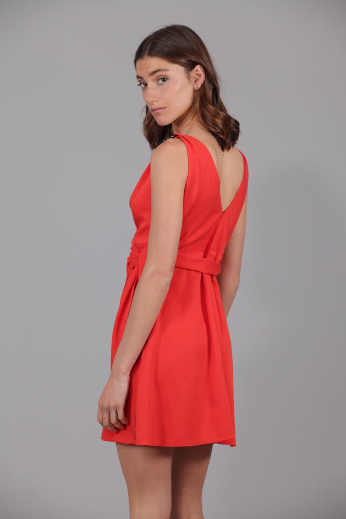 Vestido corto aro & nudo · ROJO ANARANJADO ·