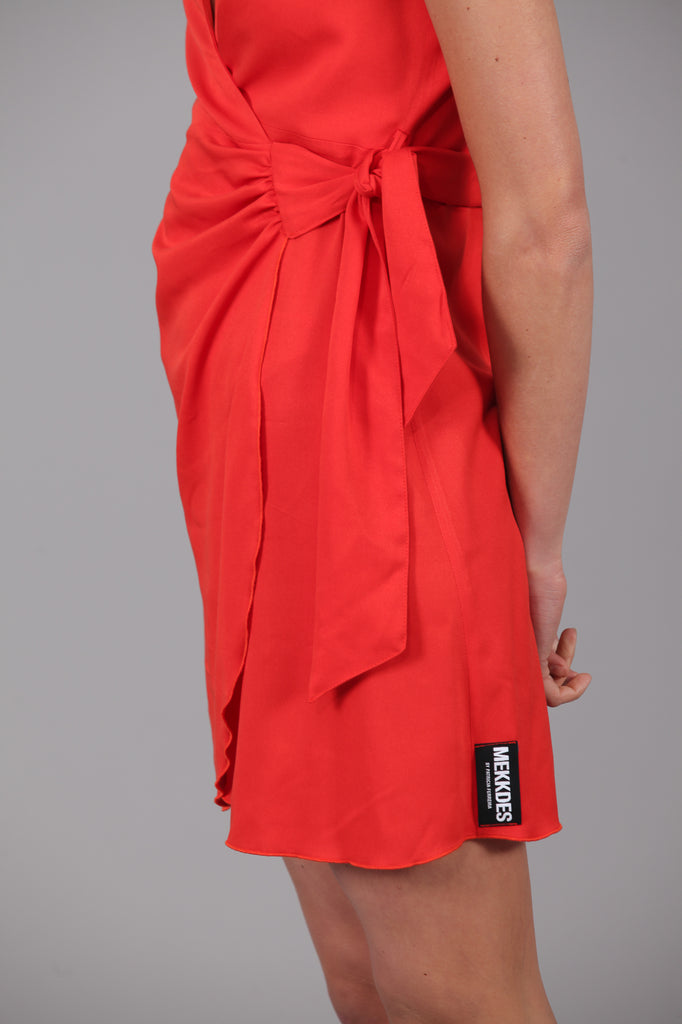 Vestido corto aro & nudo · ROJO ANARANJADO ·