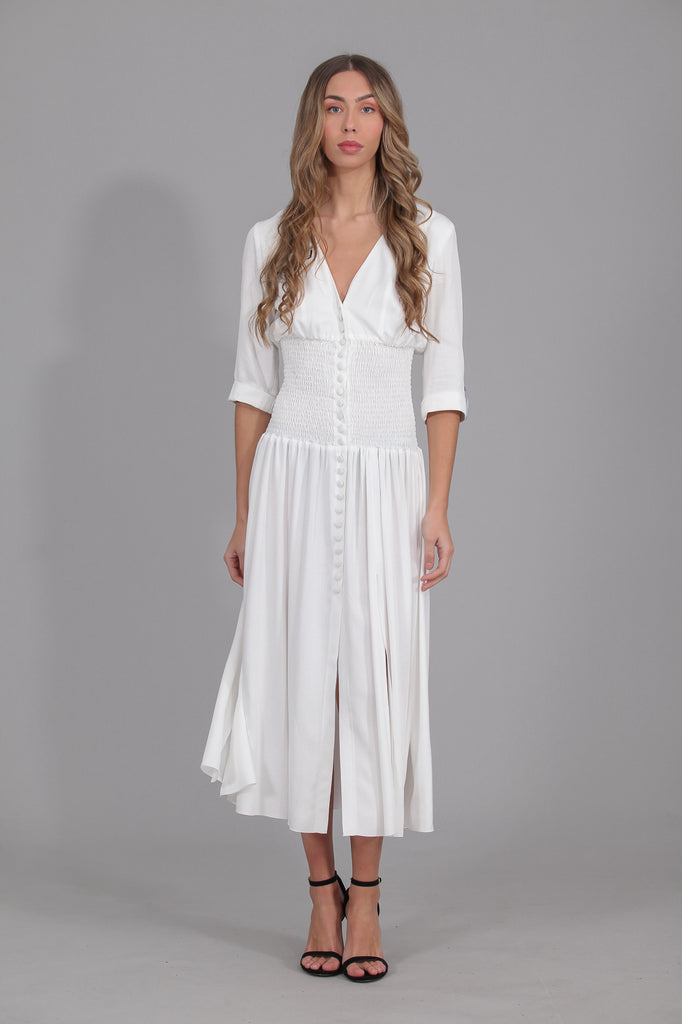 Vestido Blusa Largo gomas cintura · CRUDO ·