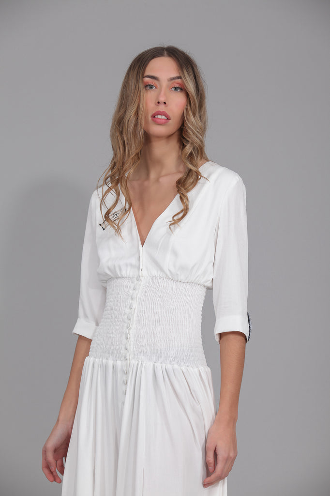 Vestido Blusa Largo gomas cintura · CRUDO ·