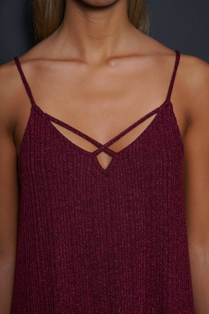 Vestido lencero lurex magenta
