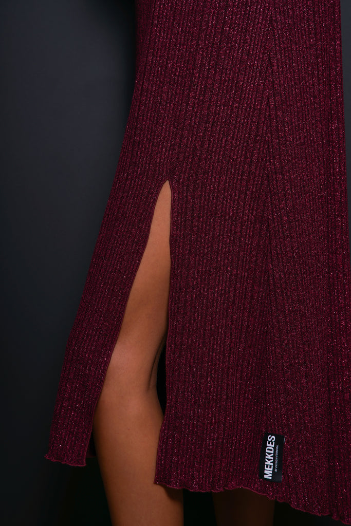 Vestido lencero lurex magenta