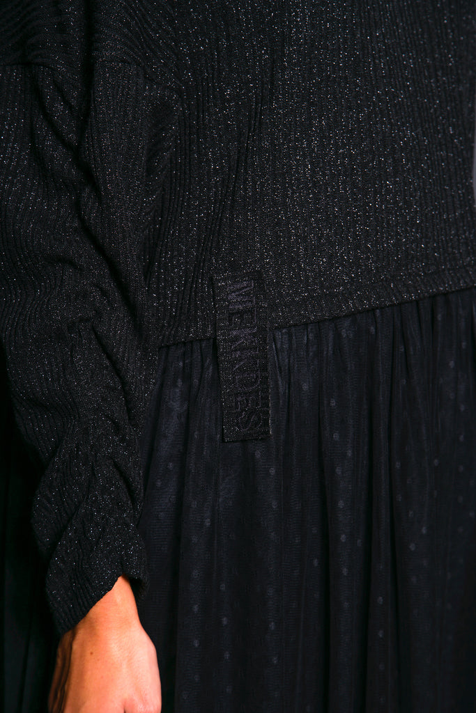 Vestido lurex capucha negro & tul plumeti