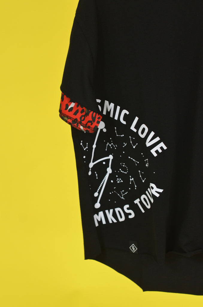 Camiseta COSMIC LOVE MKDS TOUR manga doble negro & print