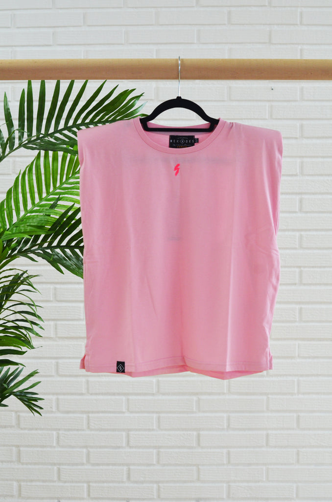 Camiseta hombreras online rosa