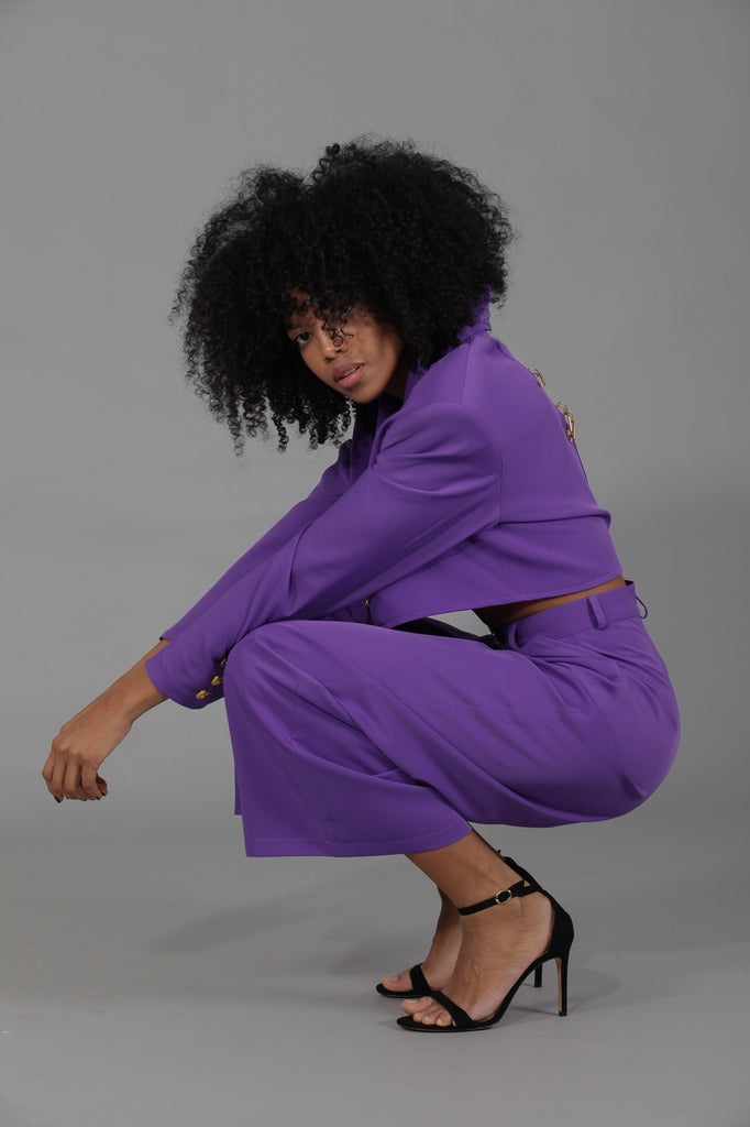 Pantalón traje holgado · MORADO ·