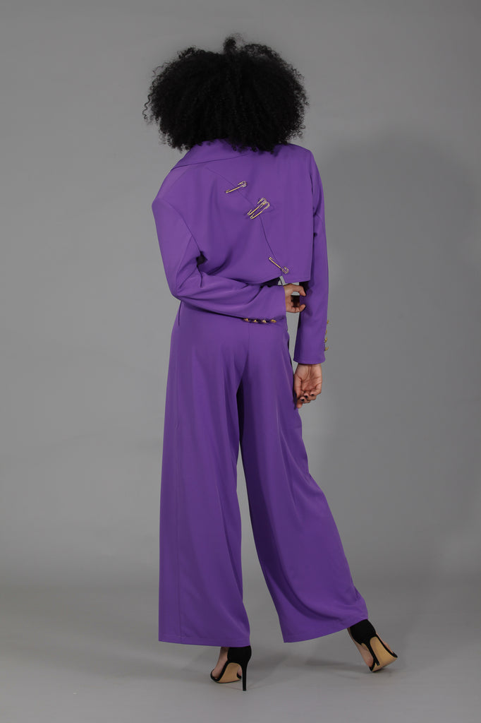 Pantalón traje holgado · MORADO ·