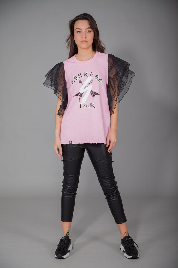 Camiseta felpa volantes  ROCK & SPRAY organza · ROSA·