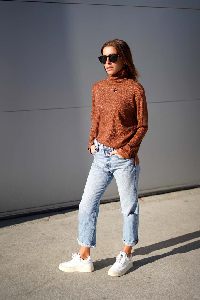 Camiseta manga larga & cuello alto LUREX · COBRE ·