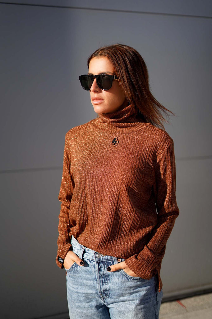 Camiseta manga larga & cuello alto LUREX · COBRE ·