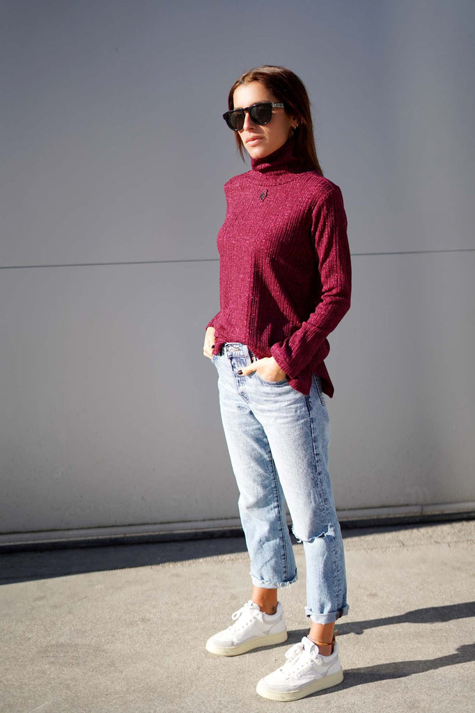 Camiseta manga larga & cuello alto LUREX · MAGENTA ·