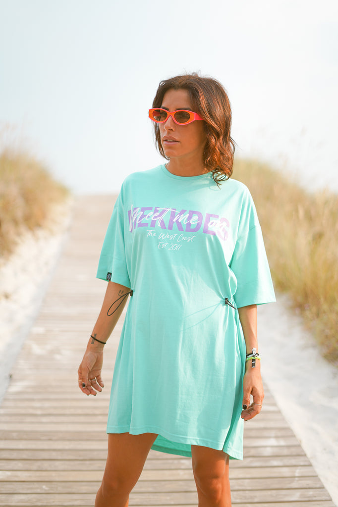 Vestido-camiseta goma WEST COAST LOGO · Turquesa