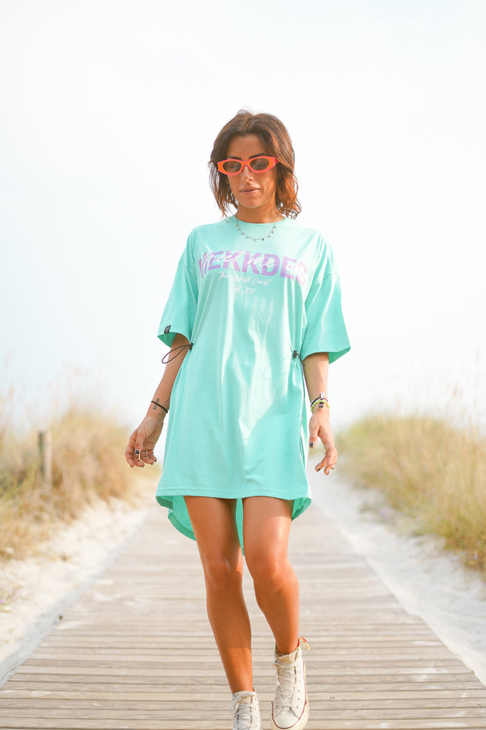 Vestido-camiseta goma WEST COAST LOGO · Turquesa