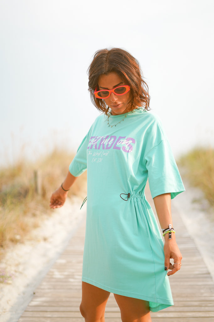 Vestido-camiseta goma WEST COAST LOGO · Turquesa