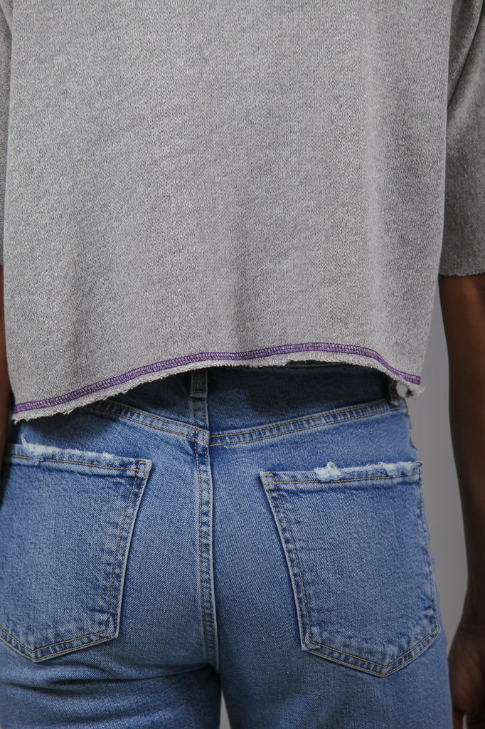 Sudadera cropped LOGO · GRIS & MORADO ·