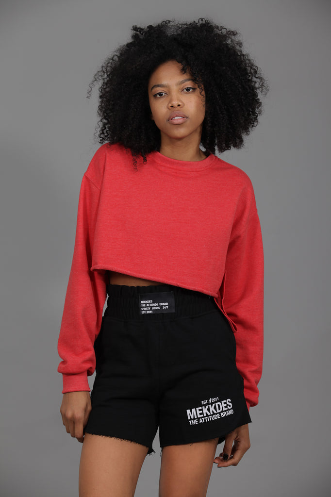 Sudadera cropped parches · CORAL ·