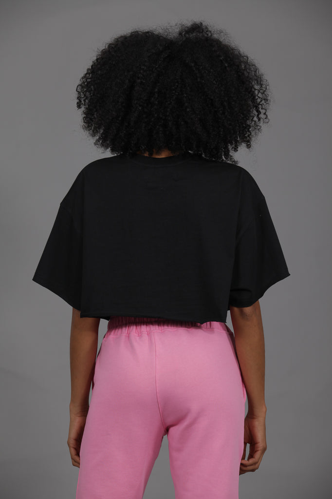 Camiseta cropped LOGO · NEGRO ·