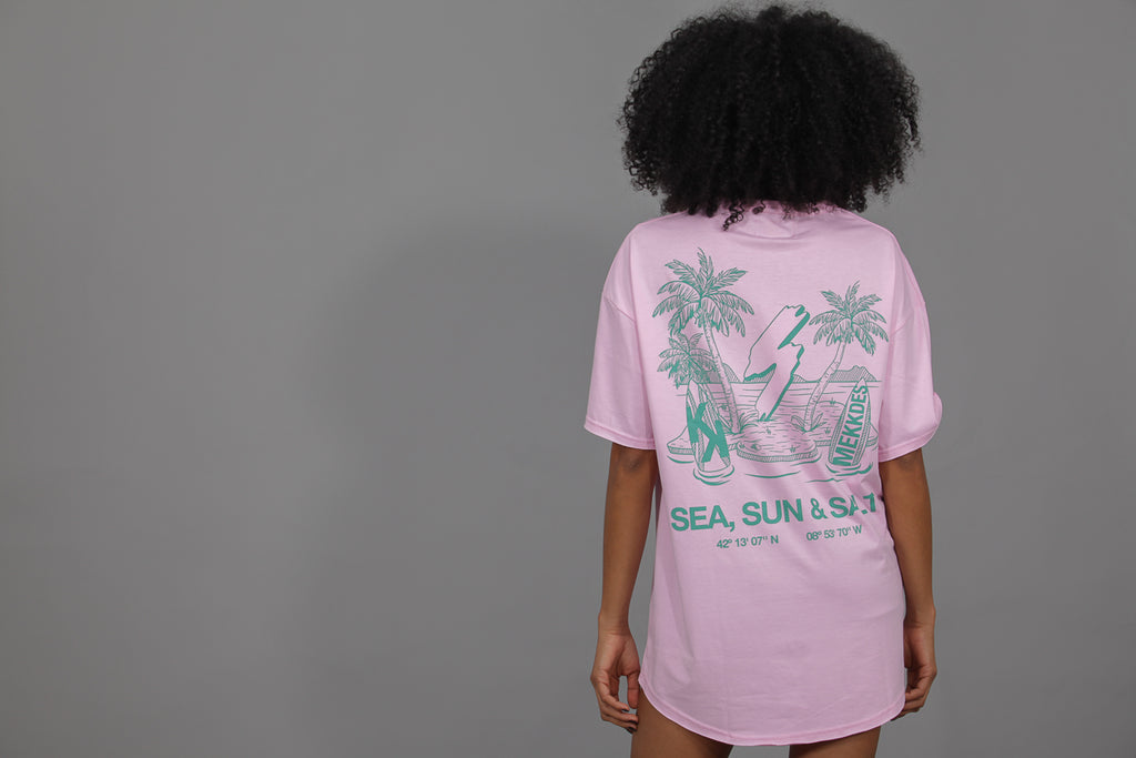 Camiseta HE "SEA, SUN, SALT " · ROSA · Unisex