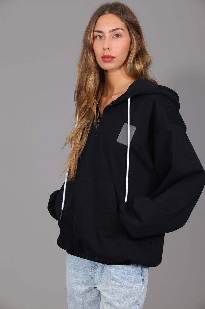 Sudadera HE capucha goma MKDS · NEGRO·