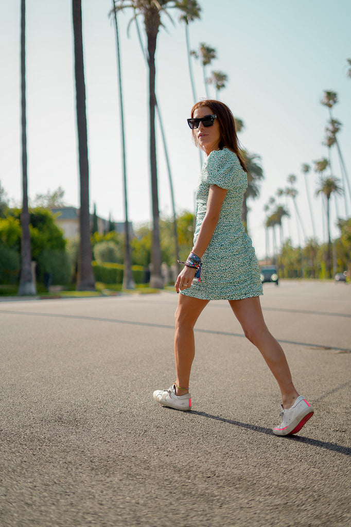 Vestido drapeado · PRINT VERDE AGUA ·