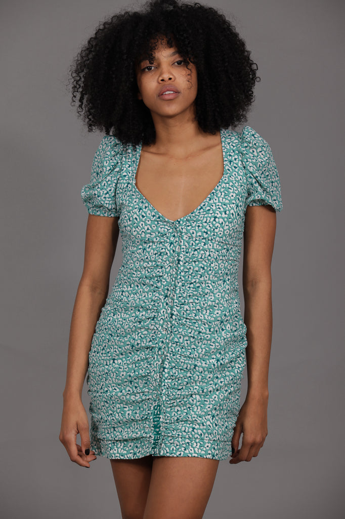 Vestido drapeado · PRINT VERDE AGUA ·